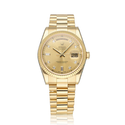 Day-Date 36 NEW ROLEX SERVICE - 2005 B+P | yellow gold President champagne diamond