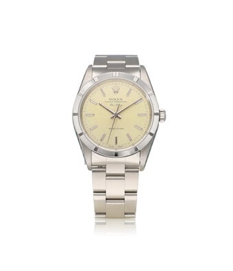 Rolex Air-king  NEW ROLEX SERVICE - 1996 | steel silver engine turned bezel