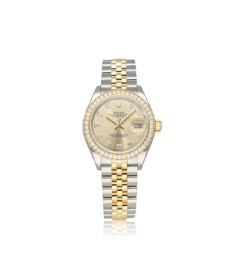Rolex Lady-Datejust 28 NEW ROLEX SERVICE - 2021 B+P | steel - gold champagne factory diamond Jub