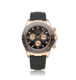 Rolex Daytona  40 NEW ROLEX SERVICE - 2021 B+P | rose gold black / sundust rubber - Oysterflex