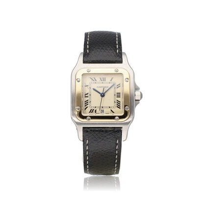 Santos de Cartier Galbée 34,8 NEW CARTIER SERVICE - 1996 B+P | steel / gold quartz | ref.