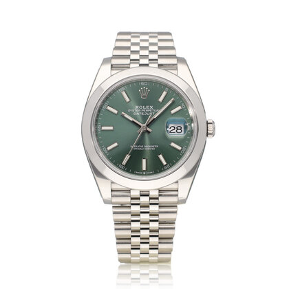 Datejust 41 NEW ROLEX SERVICE - 2023 B+P | steel mint green Jubilee