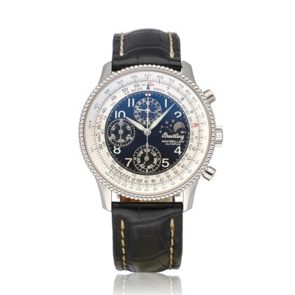 Navitimer Montbrillant Olympus 48 NEW BREITLING SERVICE - steel day date moonphase black L
