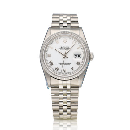 Datejust 36 NEW ROLEX SERVICE - 1996 B+P | steel white roman Jubilee