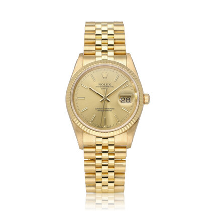 Date 34 34 NEW ROLEX SERVICE - 1990 + box | yellow gold champagne Jubilee