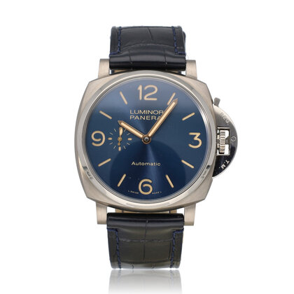 Luminor Due 3 Days Titanio 45 - 2018 box + papers | titanium blue