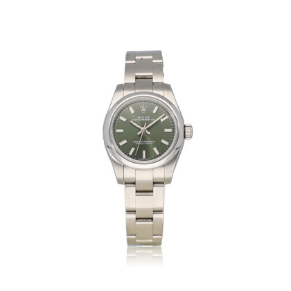Oyster Perpetual 26 NEW ROLEX SERVICE - 2019 B+P | steel olive - green domed Oyster
