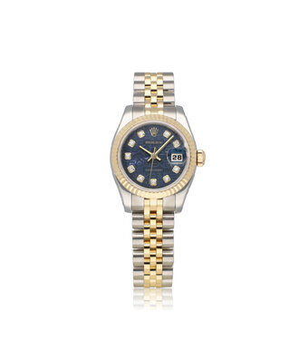 Rolex Lady-Datejust 26 NEW ROLEX SERVICE -  2007 + papers | steel yellow gold blue computer diam
