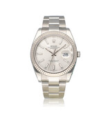 Rolex Datejust 41 -2024 box + papers | steel - white gold silver index fluted Oyster