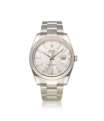 Rolex Datejust 41 -2024 box + papers | steel - white gold silver index fluted Oyster