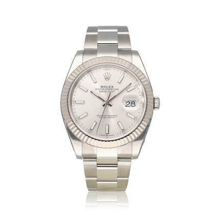 Datejust 41 -2024 box + papers | steel - white gold silver index fluted Oyster