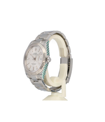 Rolex Datejust 41 -2024 box + papers | steel - white gold silver index fluted Oyster