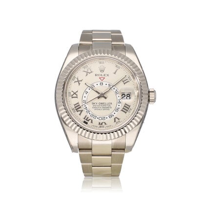 Sky-Dweller  42 NEW ROLEX SERVICE - 2014 B+P | white gold ivory roman Oyster