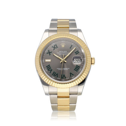Datejust II 41 - 2012 + papers | steel - yellow gold fluted black Wimbledon roman Oyster