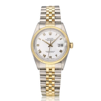 Datejust 36 NEW ROLEX SERVICE - 1986 + papers | steel - gold Jubilee white roman