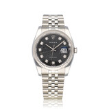 Rolex Datejust 36 steel - white gold diamond black computer Jubilee + papers