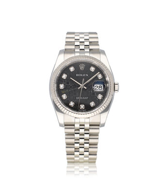 Rolex Datejust 36 steel - white gold diamond black computer Jubilee + papers
