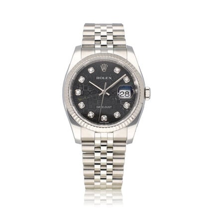 Datejust 36 steel - white gold diamond black computer Jubilee + papers