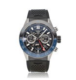 TAG Heuer Carrera Calibre Heuer 02 Chronograph 43 - 2026 + box | steel skeleton black - blue bezel