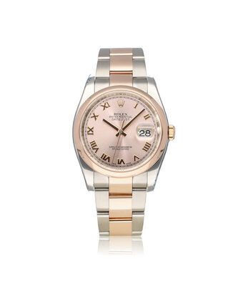 Rolex Datejust 36 NEW ROLEX SERVICE - 2011 B+P | steel - gold pink roulette