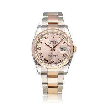 Datejust 36 NEW ROLEX SERVICE - 2011 B+P | steel - gold pink roulette