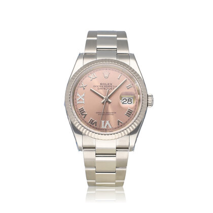 Datejust 36 NEW ROLEX SERVICE - 2019 B+P | steel pink roman factory diamond Oyster