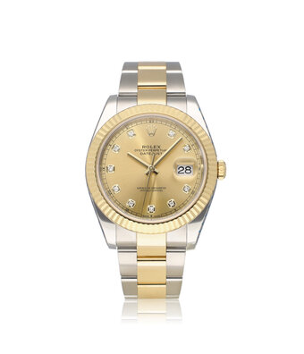 Rolex Datejust 41 NEW ROLEX SERVICE -2022 B+P | steel - gold champagne diamond Oyster