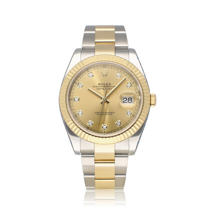 Datejust 41 NEW ROLEX SERVICE -2022 B+P | steel - gold champagne diamond Oyster