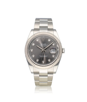 Rolex Datejust 41 2022 box + papers | steel - white gold grey diamond Oyster