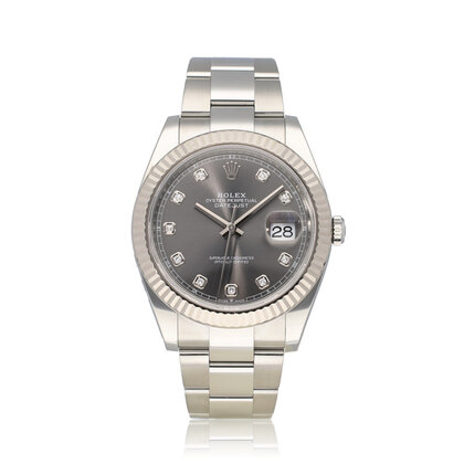 Datejust 41 2022 box + papers | steel - white gold grey diamond Oyster