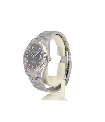 Rolex Datejust 41 2022 box + papers | steel - white gold grey diamond Oyster