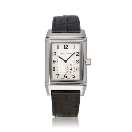 Reverso Grande  NEW JLC SERVICE INCL. STRAP + box  | steel - silver - black - 8 day's powe