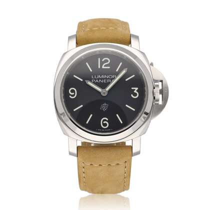 Luminor Base Acciaio 44 steel black leather + box