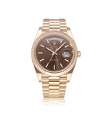 Rolex Day-Date 40 NEW ROLEX SERVICE - 2024 B+P | rose gold choco / brown President