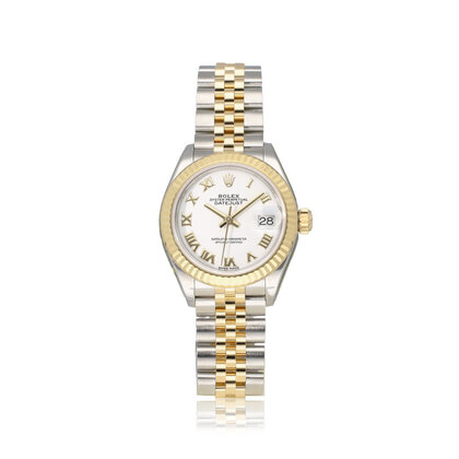 Lady-Datejust 28 NEW ROLEX SERVICE - 2020 B+P | steel / yellow gold white roman Jubilee