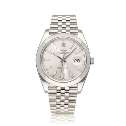 Datejust 41 NEW ROLEX SERVICE - 2020 B+P | silver index domed Jubilee