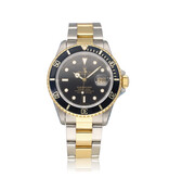 Rolex Submariner Date 40 NEW ROLEX SERVICE - 1986 + box | open 6/9 - steel - gold black Oyster