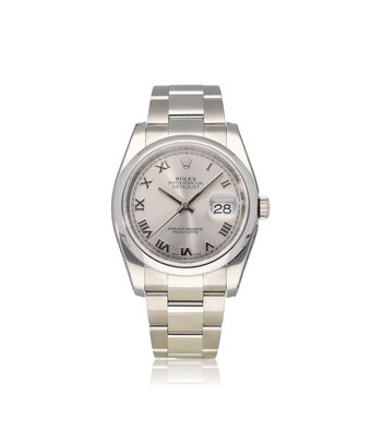 Rolex Datejust 36 NEW ROLEX SERVICE - 2013 B+P | steel silver roman domed Oyster