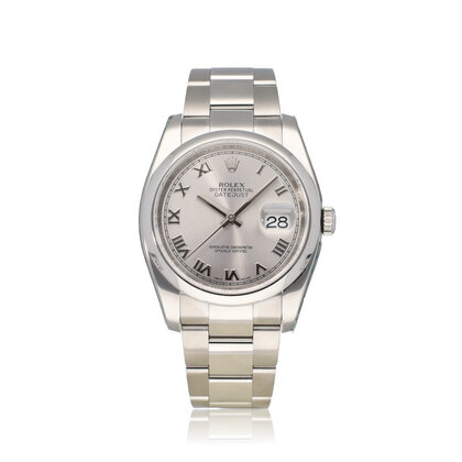 Datejust 36 NEW ROLEX SERVICE - 2013 B+P | steel silver roman domed Oyster