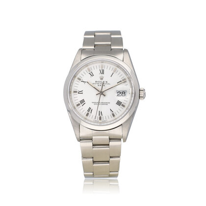 Date 34 34 NEW ROLEX SERVICE - 1996  T-serial | steel domed white roman Oyster