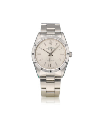 Rolex Air-king  NEW ROLEX SERVICE | steel silver engine turned bezel Oyster