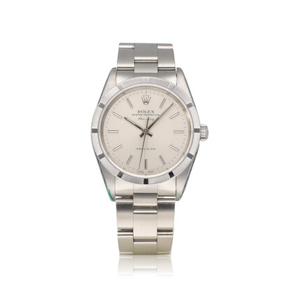 Air-king  NEW ROLEX SERVICE | steel silver engine turned bezel Oyster