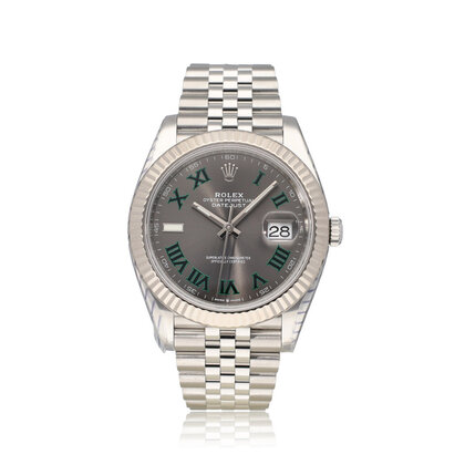 Datejust 41 NEW ROLEX SERVICE | steel - white gold fluted Wimbledon Jubilee