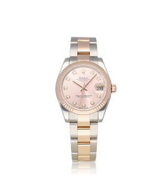 Rolex Datejust 31 NEW ROLEX SERVICE - 2014 B+P | steel - rose gold pink factory diamond Oyster