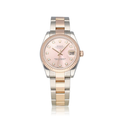 Datejust 31 NEW ROLEX SERVICE - 2014 B+P | steel - rose gold pink factory diamond Oyster