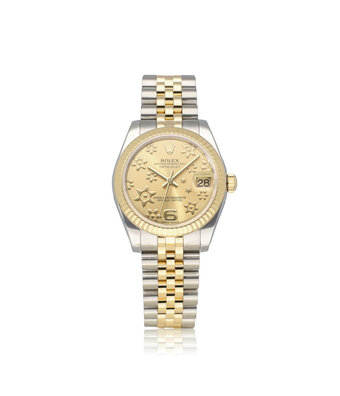 Rolex Datejust  2015 B+P | steel - yellow gold floral champagne concealed Jubilee