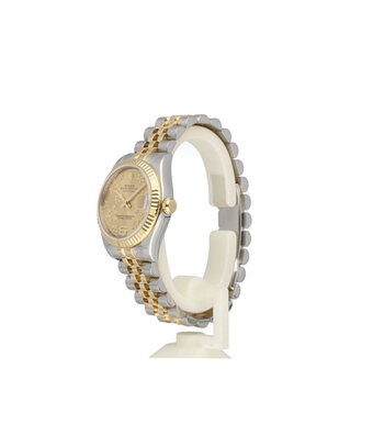 Rolex Datejust  2015 B+P | steel - yellow gold floral champagne concealed Jubilee