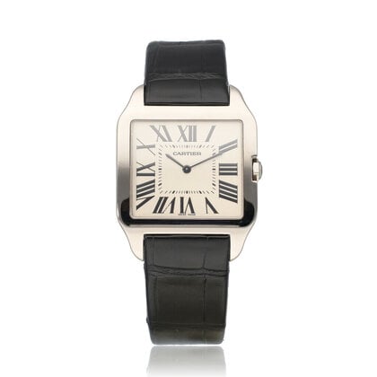 Santos de Cartier Santos-Dumont  NEW CARTIER STRAP | white gold leather | ref. 2651 |