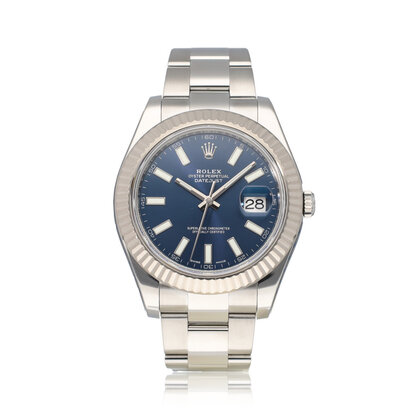Datejust II 41 2015 box + papers | steel - white gold fluted blue Oyster