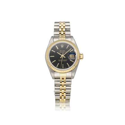 Lady-Datejust 26 NEW ROLEX SERVICE - 1985 - 88-serial | steel - gold black tight Jubilee